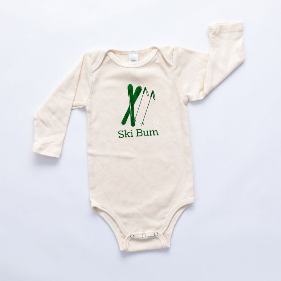 Simply Chickie Baby Clothing - Long Sleeve Ski Themed Baby Onesie Romper