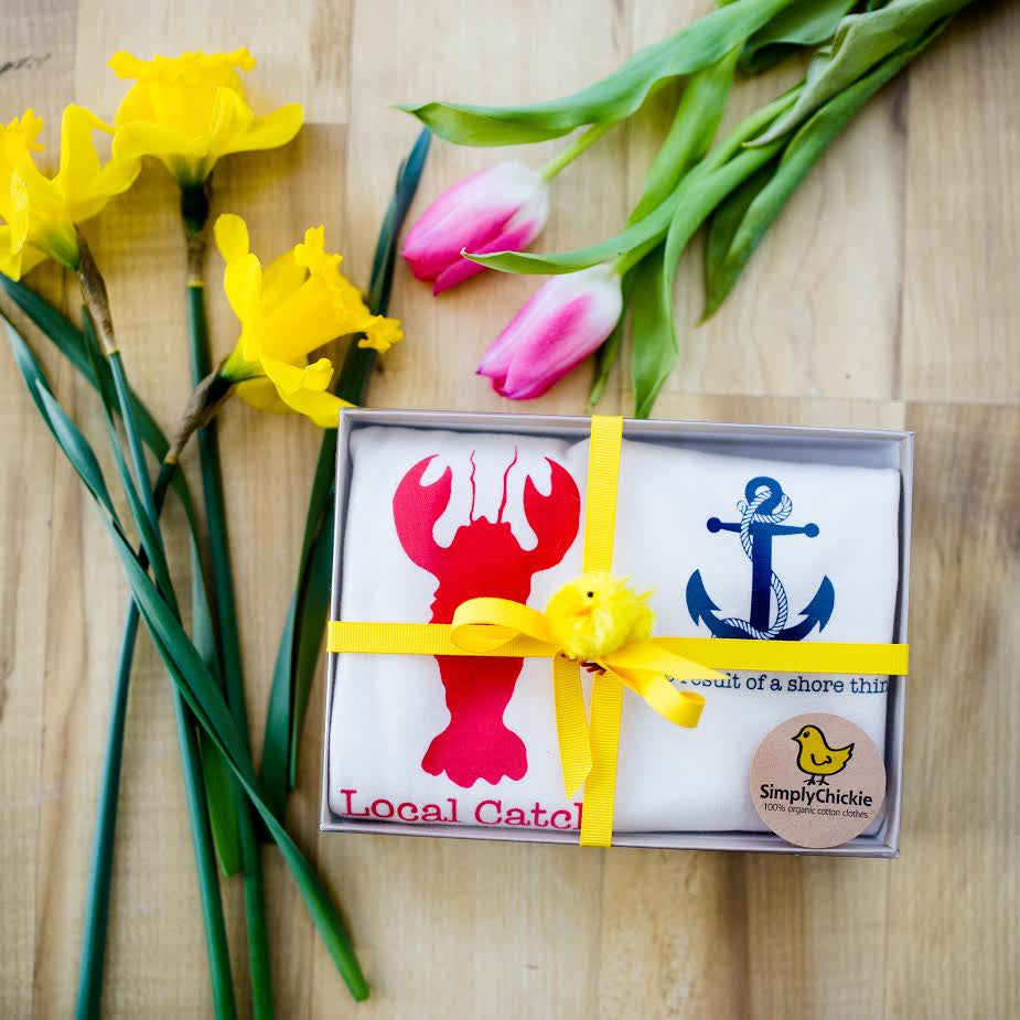 Organic cotton baby gift set - Nautical LONG SLEEVE AVAILABLE - Simply Chickie