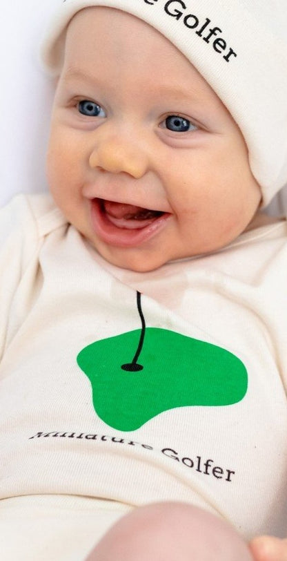 Organic cotton baby onesie - Miniature golfer LONG SLEEVE Romper - Simply Chickie