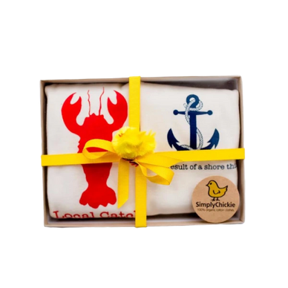 Organic cotton baby gift set - Nautical LONG SLEEVE AVAILABLE - Simply Chickie