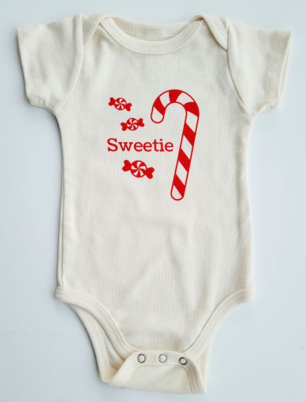 Organic Cotton Baby Gift Set - romper & hat - candy cane - Simply Chickie