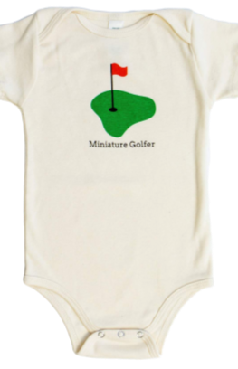 Organic cotton baby onesie - Miniature golfer LONG SLEEVE Romper - Simply Chickie