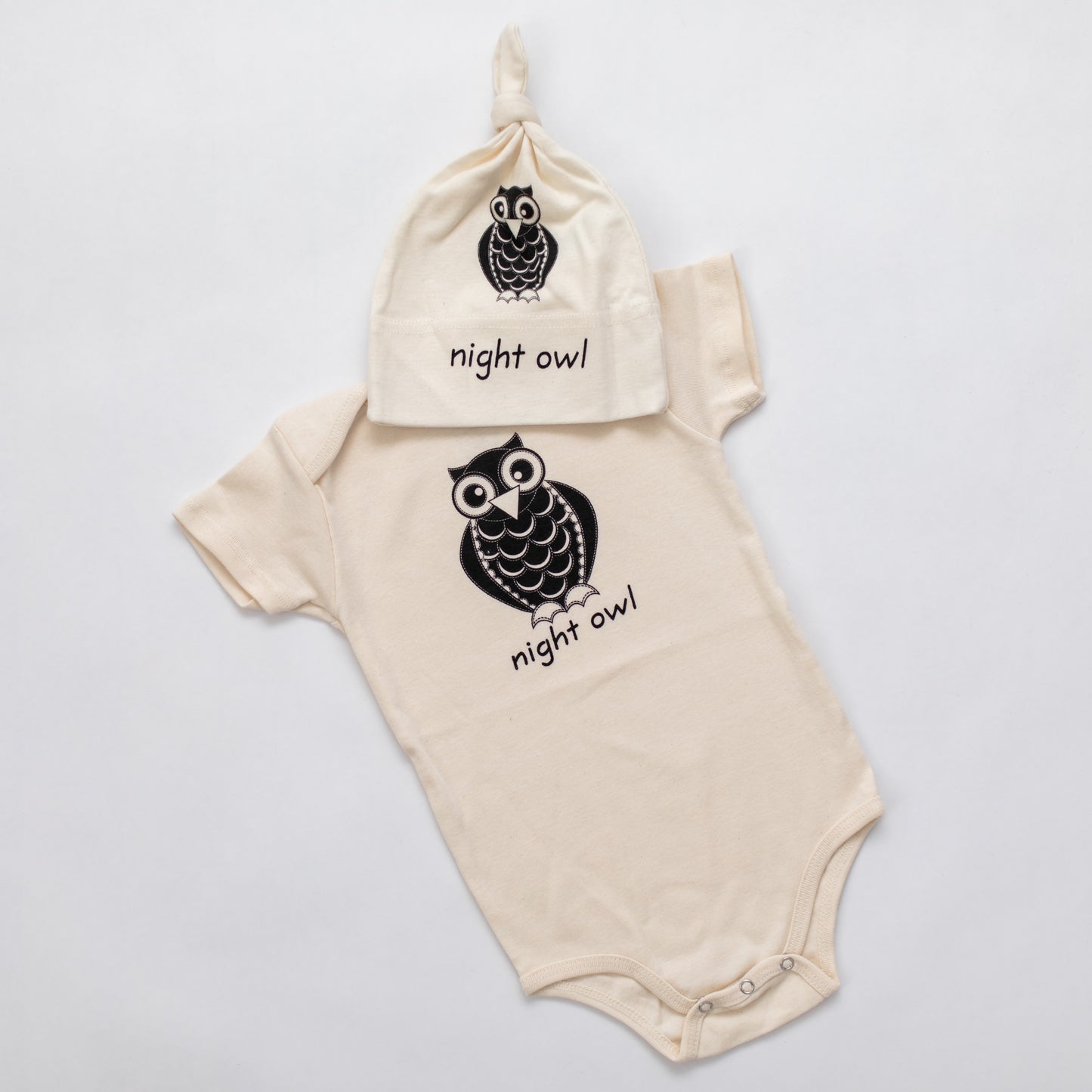 Night Owl Short Sleeve Romper & Hat Gift Set