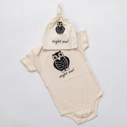 Night Owl Short Sleeve Romper & Hat Gift Set